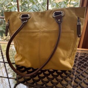 Pebbled Leather Yellow Tignanello Tote